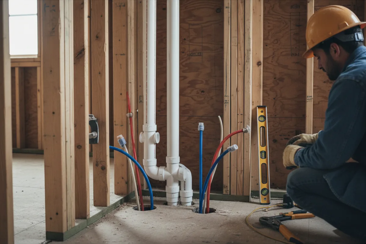 Drain and supply rough-in during Garbage Disposal Repair in Walton
