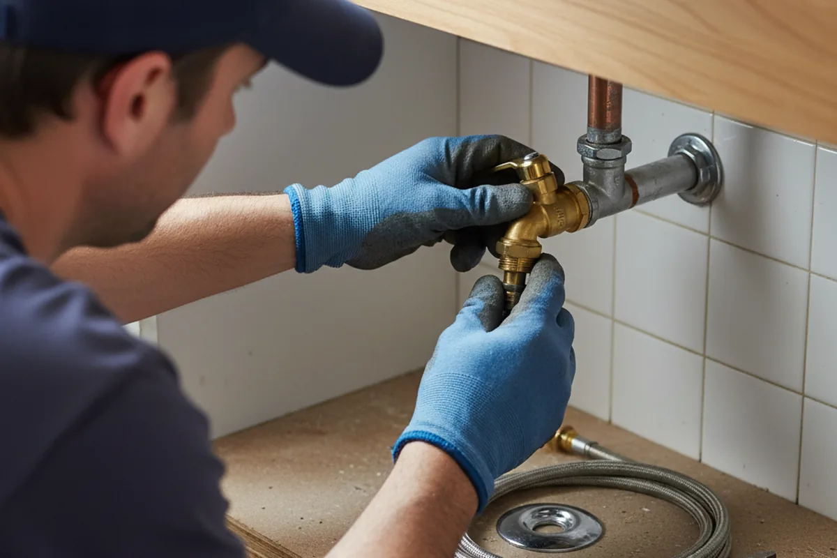 Shutoff valve and fitting work during Burst Pipe Repair in Walton